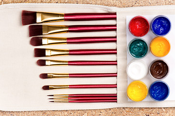 Image showing Paints and brushes