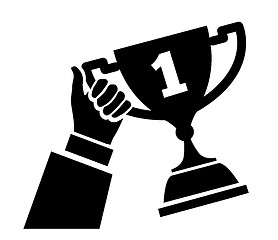 Image showing Hand holding trophy