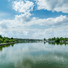 Image showing view to river and clouds in blue sky