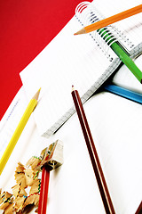 Image showing Color pencil and agenda