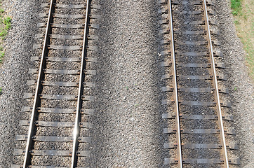 Image showing two parallel railroads. aerial view