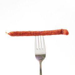 Image showing sausage on a fork