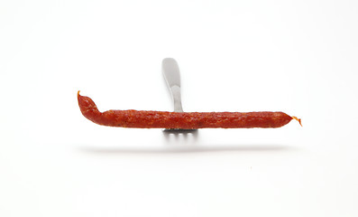 Image showing sausage on a fork