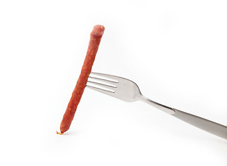 Image showing sausage on a fork