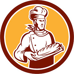 Image showing Chef Cook Holding Bread Woodcut Retro