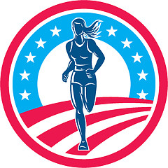 Image showing American Female Triathlete Marathon Runner Circle