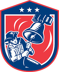 Image showing American Patriot Ringing Liberty Bell Woodcut Retro