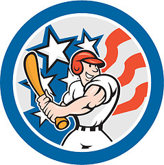 Image showing American Baseball Player Batting Circle Cartoon