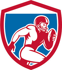 Image showing American Football Player Running Shield Retro