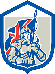 Image showing Knight Holding British Flag Shield Retro