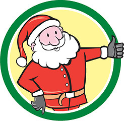 Image showing Santa Claus Father Christmas Thumbs Up Circle Cartoon