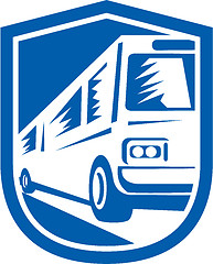 Image showing Tourist Coach Shuttle Bus Travelling Fast Retro