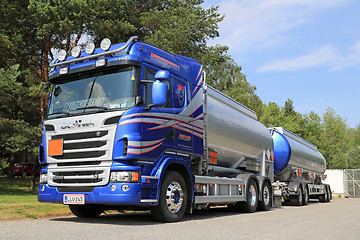 Image showing Blue Scania Tanker Truck for Transporting Chemicals