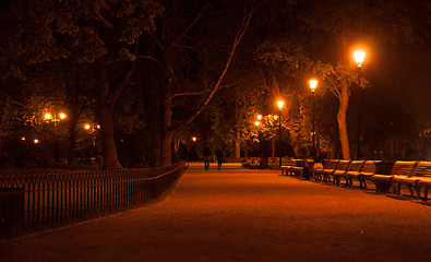 Image showing Night walk in a park