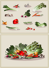 Image showing Illustration fresh vegetables. Icon.