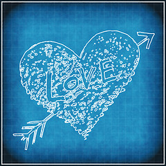 Image showing Blue grunge background with white abstract heart