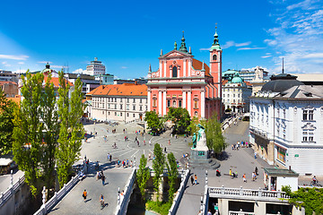 Image showing Preseren square, Ljubljana, capital of Slovenia.