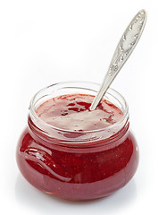 Image showing jar of strawberry jam