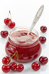 Image showing jar of fruit and cherry jam