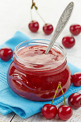 Image showing jar of fruit and cherry jam