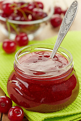 Image showing jar of fruit and cherry jam