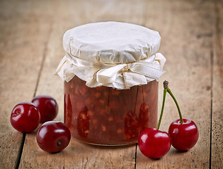 Image showing jar of fruit and cherry jam