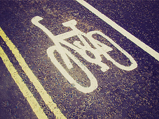 Image showing Retro look Bike lane sign