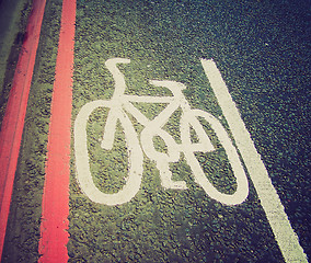 Image showing Retro look Bike lane sign