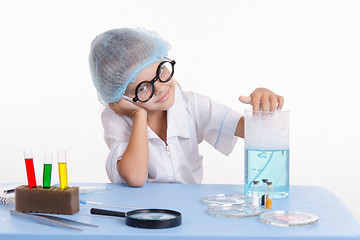 Image showing Girl chemist forward to the lesson