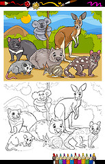 Image showing marsupials animals cartoon coloring book