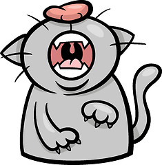 Image showing cat yawn or meow cartoon illustration