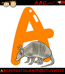 Image showing letter a for armadillo cartoon illustration