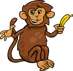 Image showing monkey with banana cartoon illustration