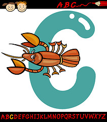 Image showing letter c for crayfish cartoon illustration