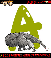 Image showing letter a for anteater cartoon illustration