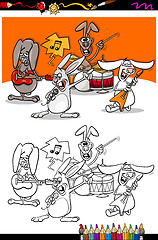 Image showing bunnies band cartoon coloring book