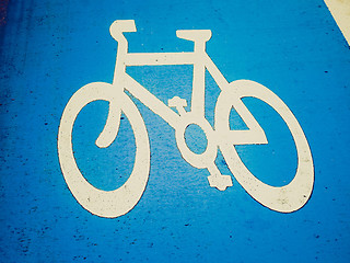 Image showing Retro look Bike lane sign