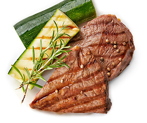 Image showing grilled beef steak on white plate