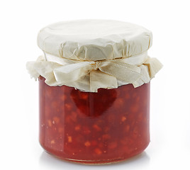 Image showing jar of red jam