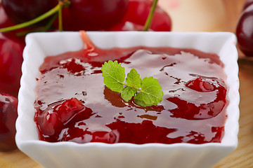 Image showing bowl of cherry jam