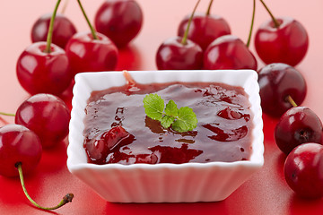 Image showing bowl of cherry jam