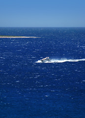 Image showing Luxury yacht cruising at high speed