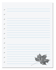 Image showing Notebook paper with maple-leaf at background