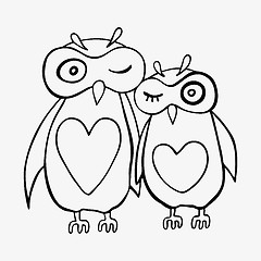 Image showing Two cute decorative owls.