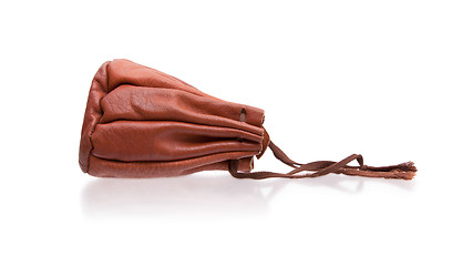 Image showing Old brown leather pouch 