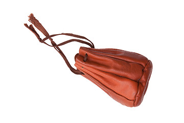 Image showing Old brown leather pouch 