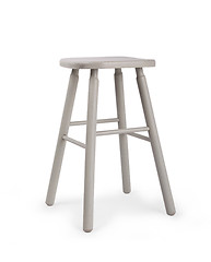 Image showing Old wooden grey stool isolated