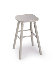 Image showing Old wooden grey stool isolated