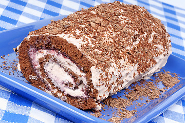 Image showing Chocolate swiss roll cake