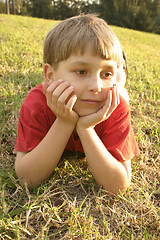 Image showing Resting on grassy hill